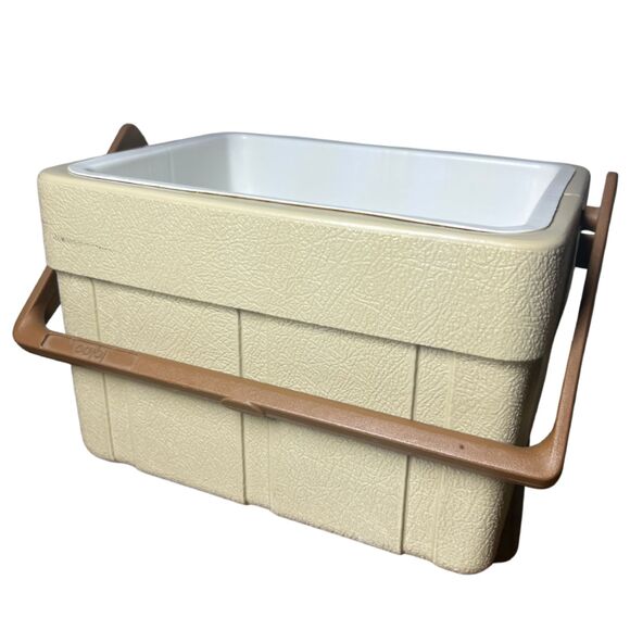 Vintage Igloo Roadster Lunch Cooler Box / Ice Chest w/ Tray Lid Retro Brown Tan - Picture 2 of 7